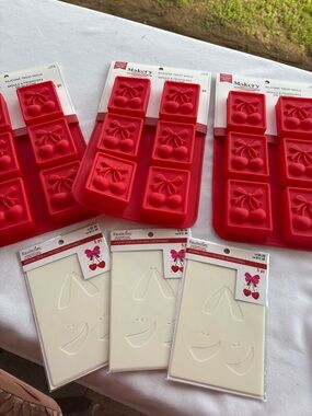 Makery Red Cherry Silicone Mold - 3 Pack bundle with stencils